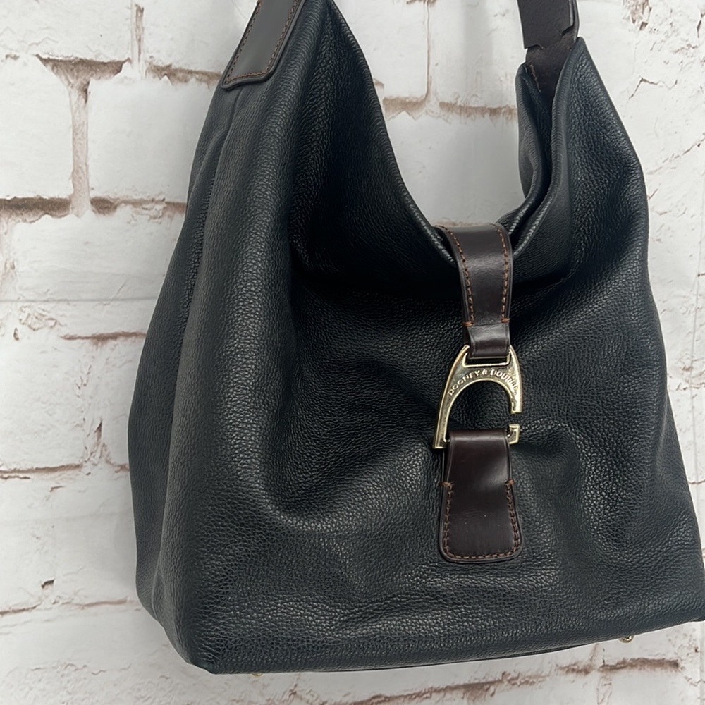 Dooney & Bourke Dark Brown Hobo Bag with Gold Accent - Picture 4 of 12
